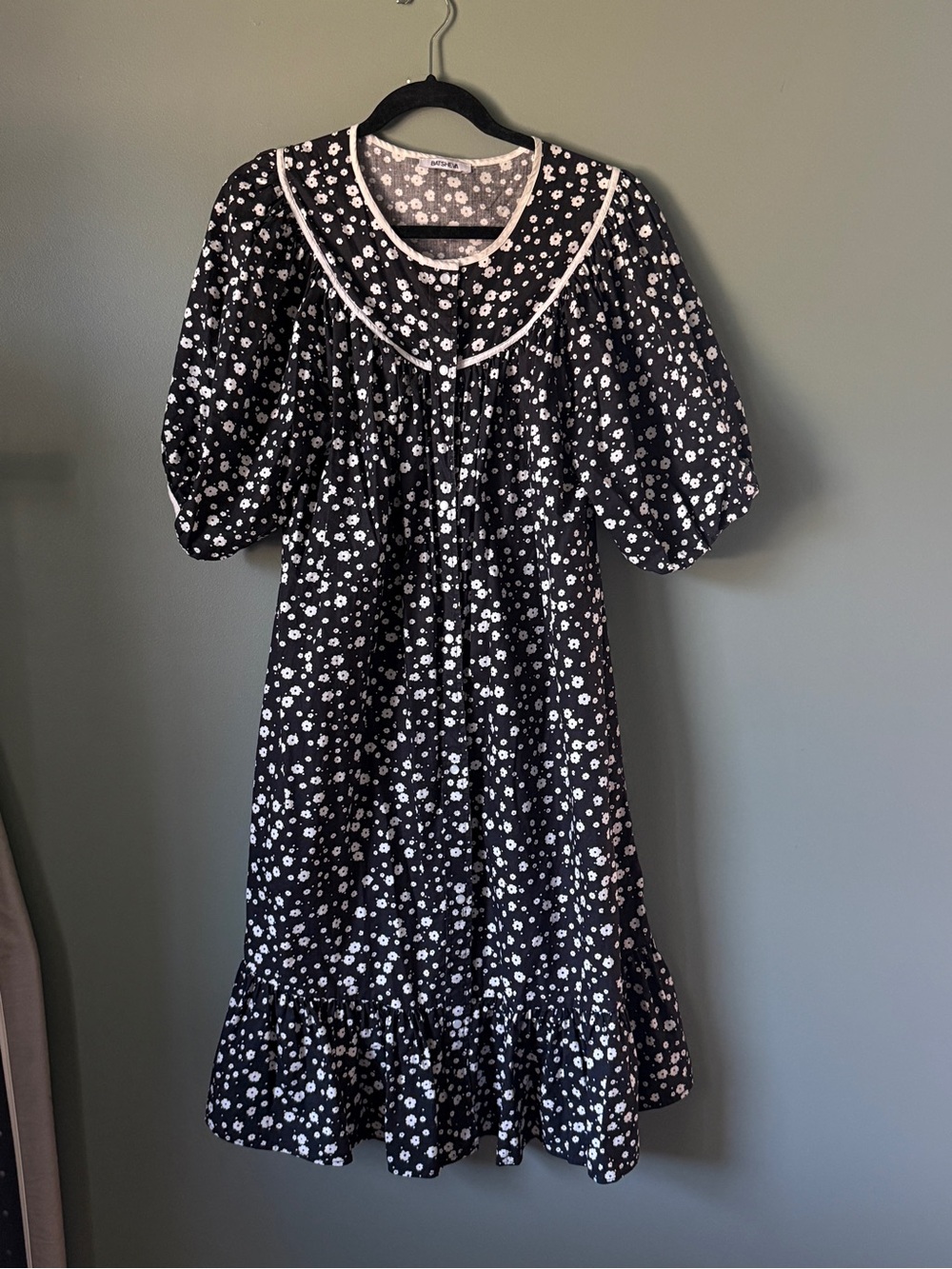 Batsheva - Black and White Floral Housedress - One Size Fits Most